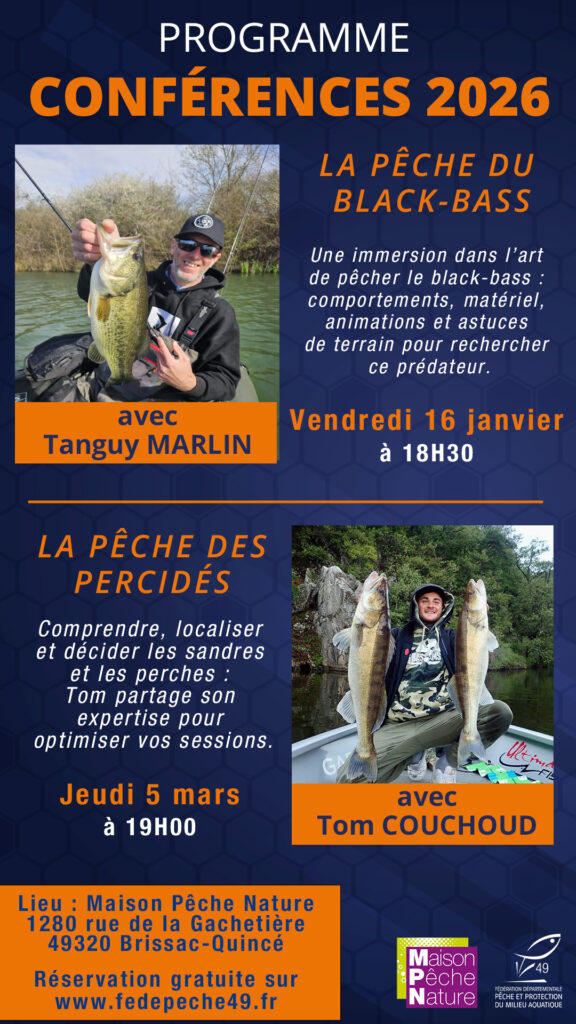 conférences autour de la pêche du black avec tanguy marlin et de la pêche des percidés